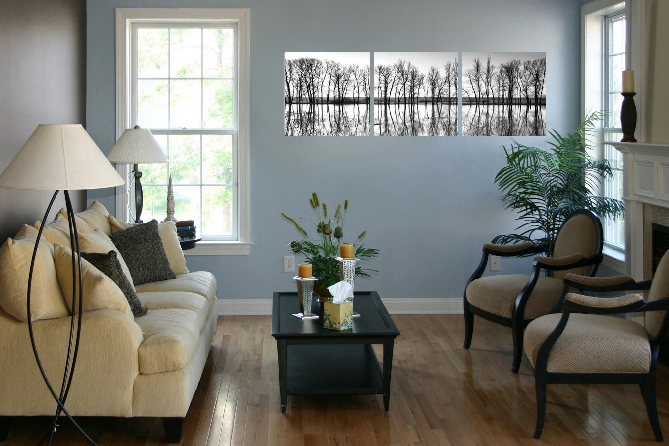 Sisustustaulu- Puiden Heijastus 3-osainen. 2 Sisustustaulu- Puiden Heijastus 3-osainen. - Image 2