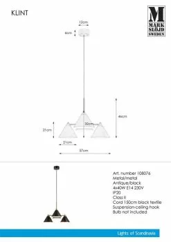 Markslöjd Klint Riippuvalaisin 4-osainen, Musta -Makuuhuone Myyntikauppa 2000130582 50 Marksl jd Klint riippuvalaisin 50 2