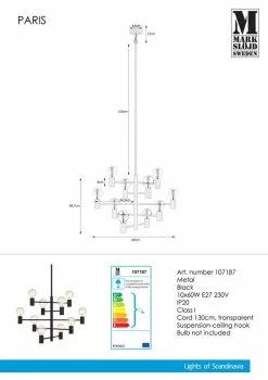 Markslöjd Paris Riippuvalaisin 10-osainen, Musta 7 Markslöjd Paris Riippuvalaisin 10-osainen, Musta -Makuuhuone Myyntikauppa 2000130585 40 Marksl jd Paris riippuvalaisin 40 2