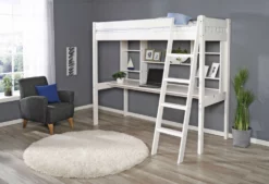 Nukkumatti Korkea Parvisänky Työtasolla 80 Cm, Kuultovalkoinen