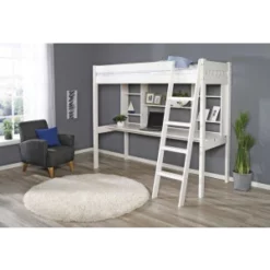 Nukkumatti Korkea Parvisänky Työtasolla 120 Cm, Kuultovalkoinen